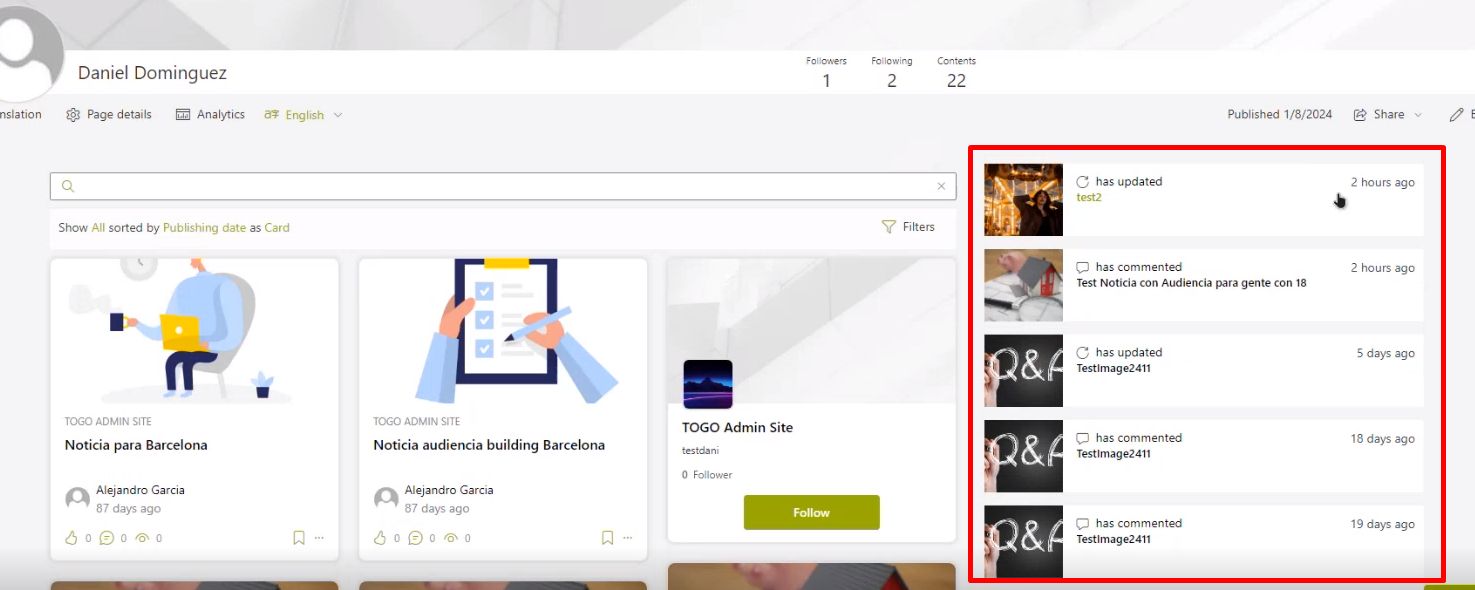 Activity Stream Example