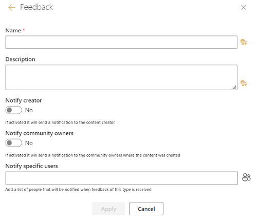 Create feedback type